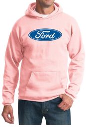 Ford Logo Hoodie Hooded Sweatshirt - Oval Emblem Adult Pink Hoody