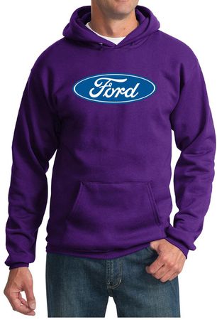 Ford Logo Hoodie Hooded Sweatshirt - Oval Emblem Adult Purple Hoody