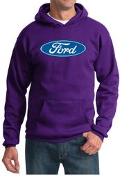 Ford Logo Hoodie Hooded Sweatshirt - Oval Emblem Adult Purple Hoody