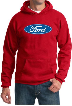 Ford Logo Hoodie Hooded Sweatshirt - Oval Emblem Adult Red Hoody