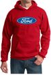 Ford Logo Hoodie Hooded Sweatshirt - Oval Emblem Adult Red Hoody