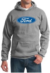 Ford Logo Hoodie Hooded Sweatshirt - Oval Emblem Heather Gray Hoody
