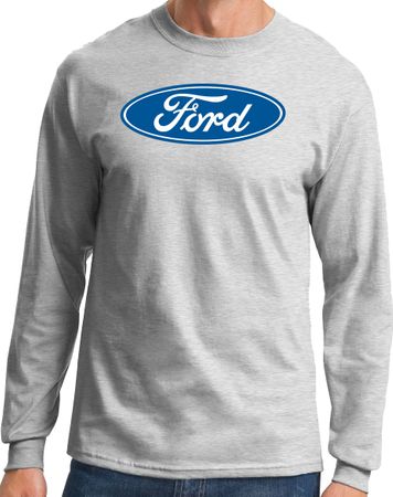 Ford Logo Long Sleeve Shirt - Oval Emblem Adult Ash T-Shirt