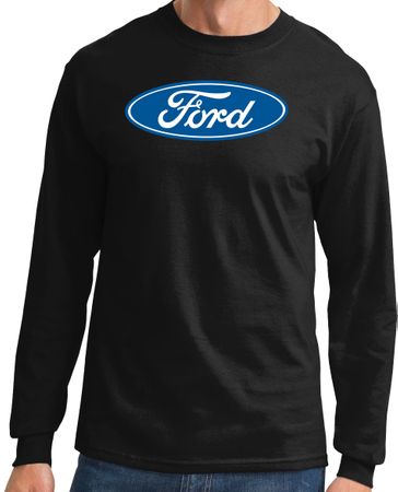 Ford Logo Long Sleeve Shirt - Oval Emblem Adult Black T-Shirt