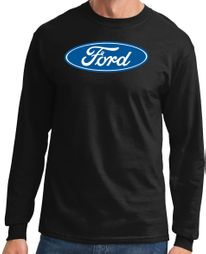 Ford Logo Long Sleeve Shirt - Oval Emblem Adult Black T-Shirt