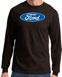Ford Logo Long Sleeve Shirt - Oval Emblem Adult Brown T-Shirt