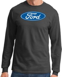 Ford Logo Long Sleeve Shirt - Oval Emblem Adult Charcoal T-Shirt
