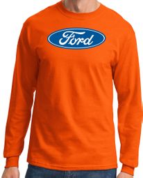 Ford Logo Long Sleeve Shirt - Oval Emblem Adult Orange T-Shirt