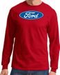 Ford Logo Long Sleeve Shirt - Oval Emblem Adult Red T-Shirt