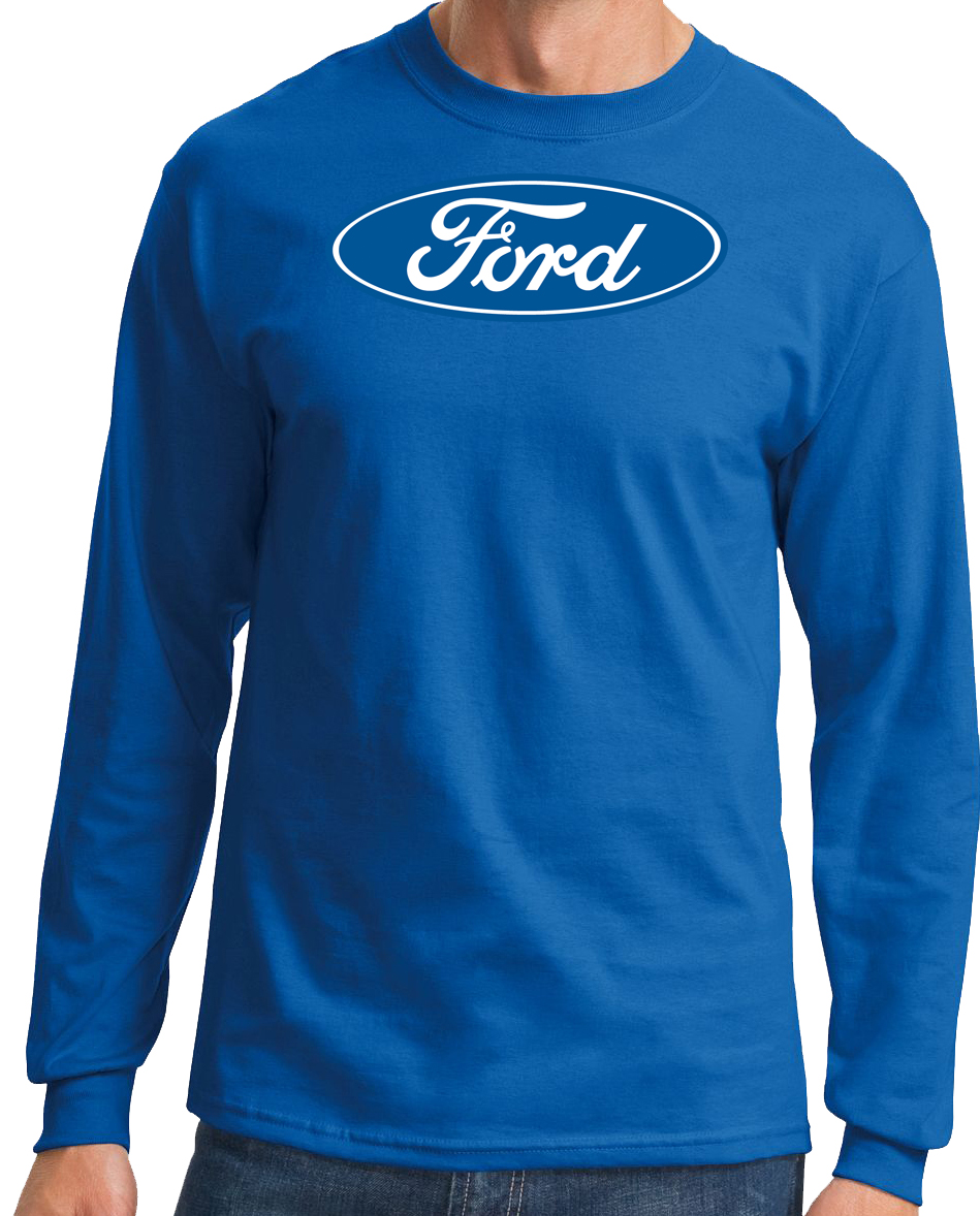Ford Logo Long Sleeve Shirt - Oval Emblem Adult Royal T-Shirt