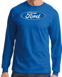 Ford Logo Long Sleeve Shirt - Oval Emblem Adult Royal T-Shirt