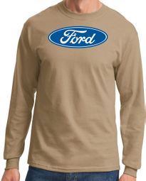 Ford Logo Long Sleeve Shirt - Oval Emblem Adult Sand T-Shirt
