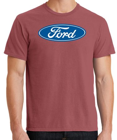Mens Ford Logo Pigment Dyed T-Shirt - Red Rock