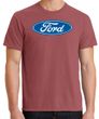 Mens Ford Logo Pigment Dyed T-Shirt - Red Rock