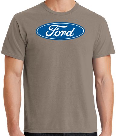 Mens Ford Logo Pigment Dyed T-Shirt - Taupe Color