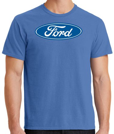 Mens Ford Logo Pigment Dyed T-Shirt - Blue Moon