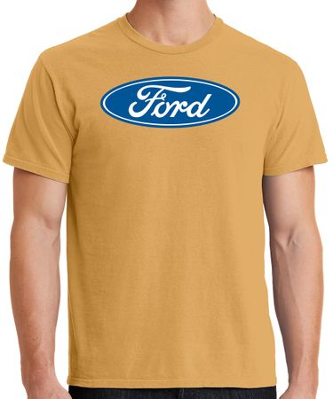 Mens Ford Logo Pigment Dyed T-Shirt - Dijon Color