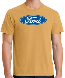 Mens Ford Logo Pigment Dyed T-Shirt - Dijon Color Mens Ford Logo Pigment Dyed T-Shirt - Dijon Color