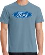Mens Ford Logo Pigment Dyed T-Shirt - Mist Blue