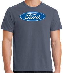 Mens Ford Logo Pigment Dyed T-Shirt - Denim Blue Mens Ford Logo Pigment Dyed T-Shirt - Denim Blue