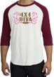 Ford Logo Raglan Shirt - 4x4 Diva Classic Car White/Cardinal T-Shirt