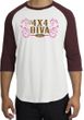 Ford Logo Raglan Shirt - 4x4 Diva Classic Car White/Maroon T-Shirt