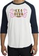 Ford Logo Raglan Shirt - 4x4 Diva Classic Car White/Navy T-Shirt