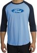 Ford Logo Raglan Shirt - Oval Emblem Adult Carolina Blue/Navy T-Shirt