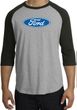 Ford Logo Raglan Shirt - Oval Emblem Adult Heather Grey/Black T-Shirt