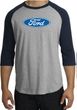 Ford Logo Raglan Shirt - Oval Emblem Adult Heather Grey/Navy T-Shirt