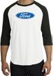 Ford Logo Raglan Shirt - Oval Emblem Adult White/Black T-Shirt