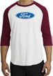 Ford Logo Raglan Shirt - Oval Emblem Adult White/Cardinal T-Shirt