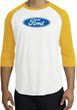 Ford Logo Raglan Shirt - Oval Emblem Adult White/Gold T-Shirt