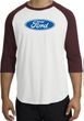 Ford Logo Raglan Shirt - Oval Emblem Adult White/Maroon T-Shirt