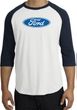 Ford Logo Raglan Shirt - Oval Emblem Adult White/Navy T-Shirt