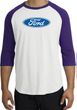 Ford Logo Raglan Shirt - Oval Emblem Adult White/Purple T-Shirt