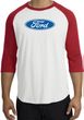 Ford Logo Raglan Shirt - Oval Emblem Adult White/Red T-Shirt