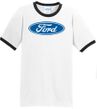 Ford Logo Ringer T-Shirt - Oval Emblem Adult White/Black Tee