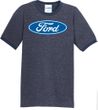Ford Logo Ringer T-Shirt - Oval Emblem Adult White/Black Tee