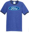 Ford Logo Ringer T-Shirt - Oval Emblem Adult White/Black Tee
