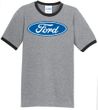 Ford Logo Ringer T-Shirt - Oval Emblem Adult White/Black Tee