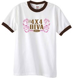 Ford Logo Ringer T-Shirts - 4x4 Diva Classic Car Adult Tee Shirts