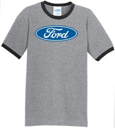 Ford Logo Ringer T-Shirts - Oval Emblem Adult Tee Shirts