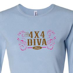 Ford Logo Shirt 4X4 Diva Ladies Long Sleeve Tee T-Shirt