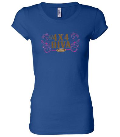 Ford Logo Shirt 4X4 Diva Ladies Longer Length Tee T-Shirt