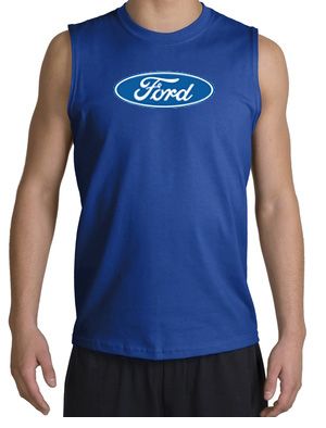 Ford Logo Shooter Shirt - Oval Emblem Adult Royal Muscle Shirt