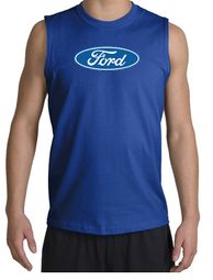 Ford Logo Shooter Shirt - Oval Emblem Adult Royal Muscle Shirt