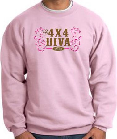 Ford Logo Sweatshirt - 4x4 Diva Classic Car Adult Pink Sweat Shirt