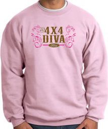 Ford Logo Sweatshirt - 4x4 Diva Classic Car Adult Pink Sweat Shirt