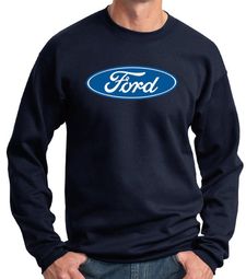 Ford Logo Sweatshirt - Oval Emblem Adult Navy Sweat Shirt